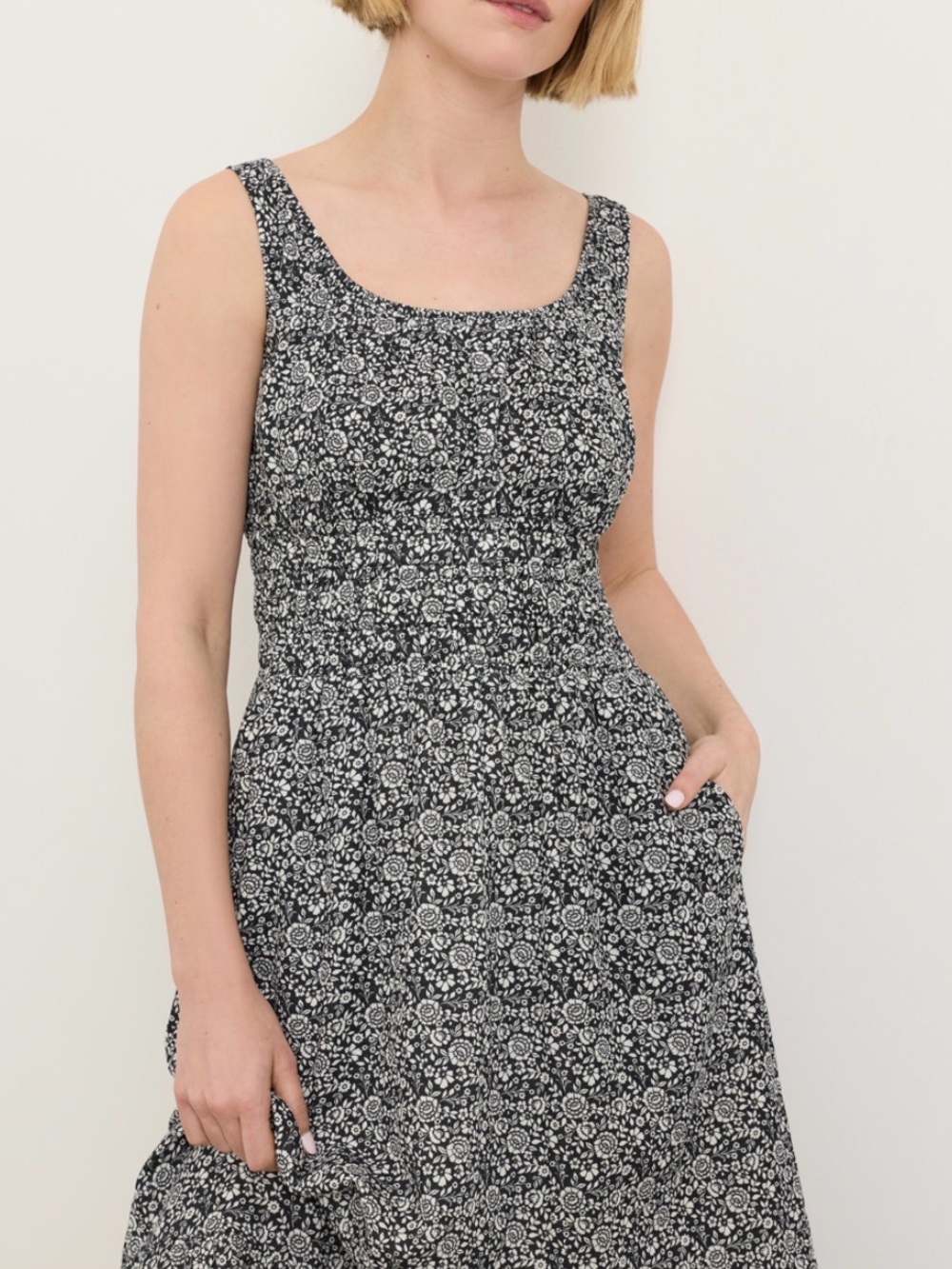 Organic Coastal Double Gauze Cami Dress - Bohemian Dreams Black - Picture 3 of 8